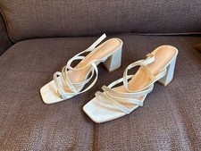 "Quiz" White Strappy Diamante Women's Heeled Bridal Shoes (Size 7)