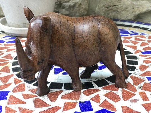 Vintage wooden rhino ornament - vintage,