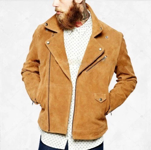 Men suede leather jacket - suede,