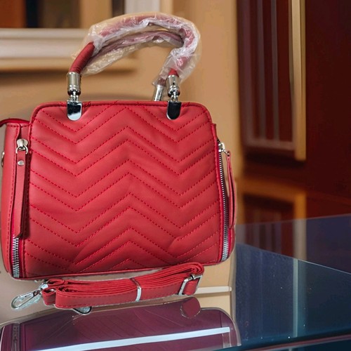 Red quilted faux leather - quilted,