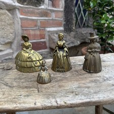 Vintage Brass Lady Figurine Bells x4 – Made in England – Decorative Miniatures