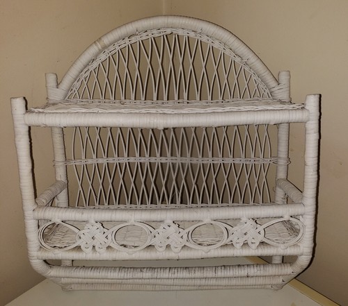 Vintage wicker hanging shelf - vintage,