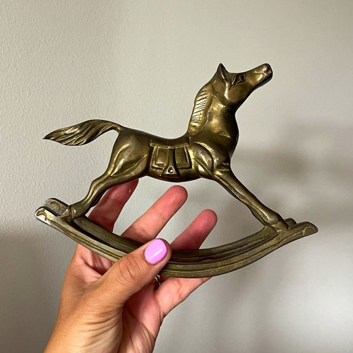 Brass metal rocking horse - brass,