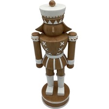 Handcrafted Wooden Nutcracker Soldier White Brown Collectable Christmas Decor TH