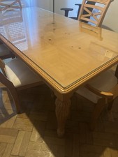 Wood With Glass Top Dining Table With 6 Chairs