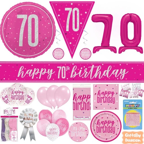 Pink 70th happy birthday - pink, party