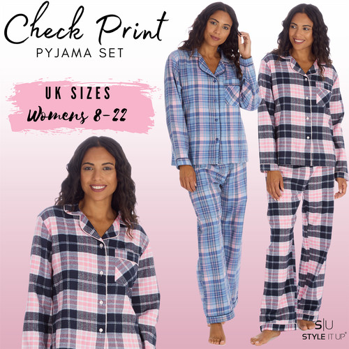 Ladies check pyjama set - pyjama,