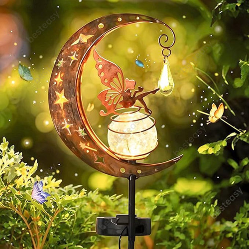 Solar fairy moon garden statue - garden,