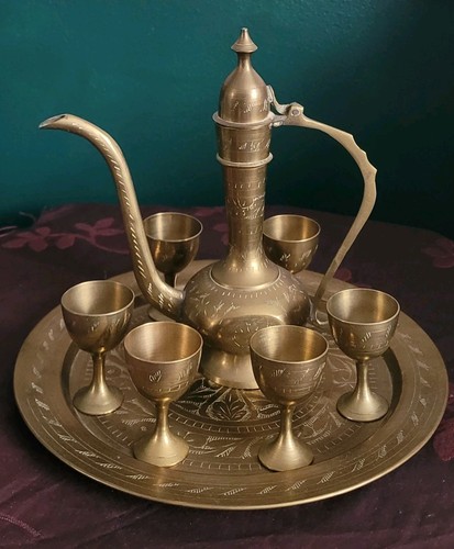 Vintage etched brass - etched, middle