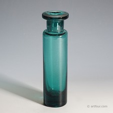 Vintage Petrol Colored Glass Vase by Ichendorfer Glassworks ca. 1960s