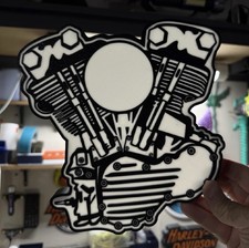 Harley Davidson Knucklehead Engine LED Lightbox Sign – Vintage Motorcycle Wall
