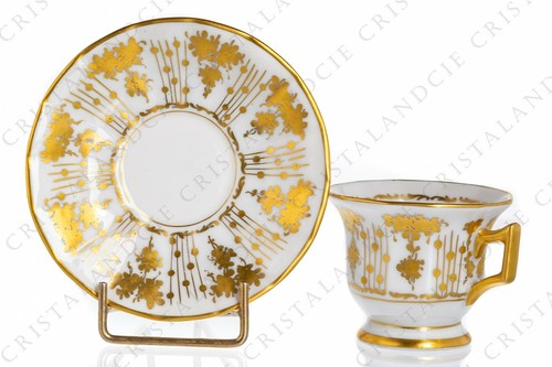 Limoges gold flower mocha mug - flower,