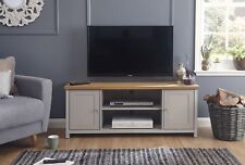 Grey and Oak 2 Door 2 Shelf Large TV Media Unit Lancaster Range graded 1