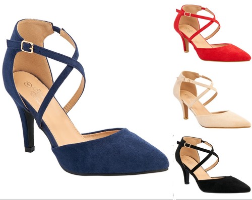 Ladies suede mid heel pointed - ladies,