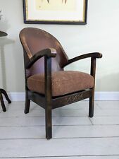 Tan Leather Club Armchair Library Worn Leather Brass Studs Delivery Available