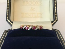 Ruby and Diamond Ring 9ct Gold Ruby and Diamond Half Eternity Ring - Size L 1/2