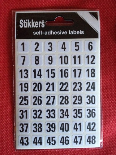 Sticky numbered labels 99 - 0,