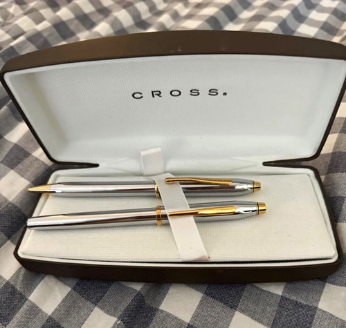 Cross metal pen set - metal, gold