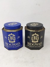 Set of 2 Vintage Ridgways Tea Caddy/ Tin - Blue and Black