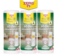 3 x Zero In 60 Day Citronella Diffusers, Portable Fly Insect Killer Repellent
