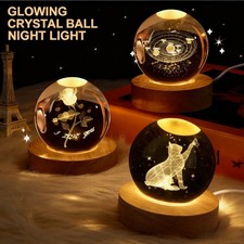 Birthday Xmas Gift for wife Son Daughter 3D Crystal Ball LED Night Light Lamp UK