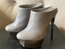 Heeled Platform Shoes Sky High Stilettos Grey Leather Charles Jourdan Size 4.5