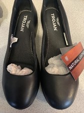 Ladies Trojan Safety Shoes Slip On Black Leather Upper Steel Toe Cap Size UK 3