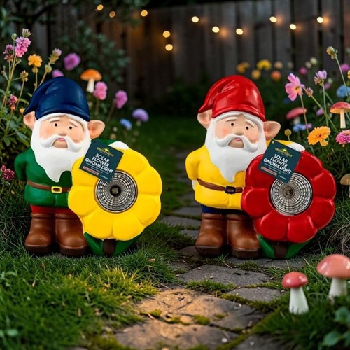 Solar garden gnome flower - garden,