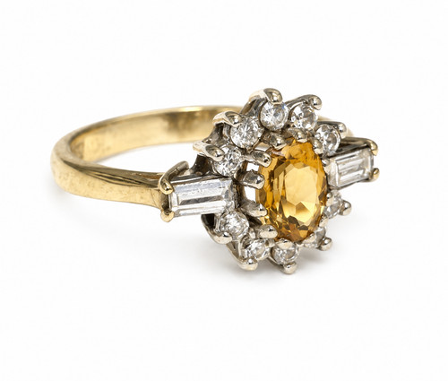 Citrine cluster ring 9ct - cluster,