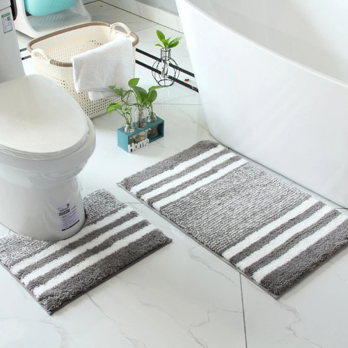 Striped bathroom rug - striped, 2pc