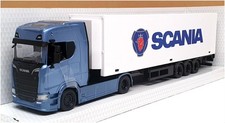 Burago 1/43 Scale 18-31468 - Scania Hauler Truck With Trailer - Met Blue/White