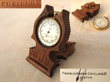 Franklin Hare pocket barometer with 19th C Freiburg Black Forest carved holder