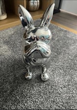 Silver French Bulldog Ornament Large, Sitting Position