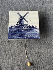 Vintage Delft Blue Tile Windmill With Music Box