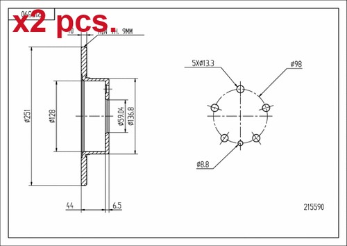 Pcs rear brake - x2,