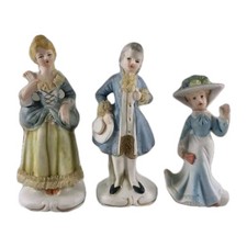 Vintage Victorian Wedding Hand Painted Porcelain Figurines Dresden Lace ornament