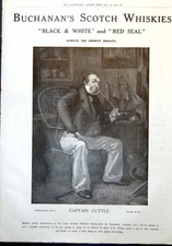 Old Print Black & White Red