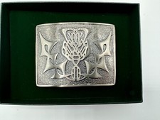 Stunning Antique Chrome Kilt Belt buckle in BIG THISTLE design only £14.99