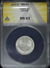 Latvia Silver 1924 1 Lats ANACS MS63 KM# 7 (2330298)