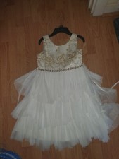 Tk maxx Couture Princess White Tu Tu Layer Gold Party Dress 7 Years. 