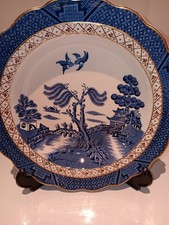 VINTAGE DISH BY BOOTHS. WILLOW PATTERN (DAMAGED EDGE)