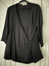 Ann Harvey black long sleeved faux wrap with hoop detail Top Size 20 new no tags