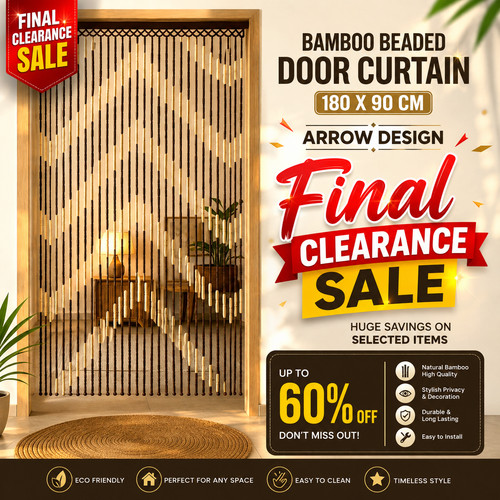 Wooden beaded bamboo door - beaded,