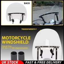 For Kawasaki Yamaha Large Light Clear Windshield Screen 7/8" 1" Handlebar Clamps