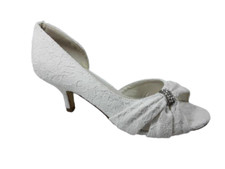 Womens Ladies Low Mid Kitten Heel Peeptoe Satin Bridal Wedding Party Sandal Shoe