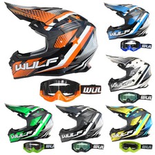 Wulfsport Adult Iconic Helmet MX Motocross Helmet + Goggles Off Road Racing ATV
