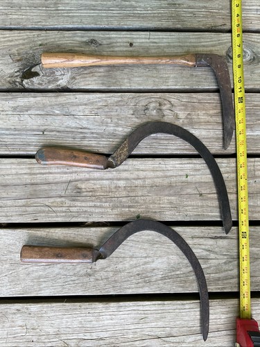 Three sickles vintage scythe - three, sickles,