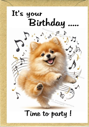 Pomeranian dog birthday - dog, card