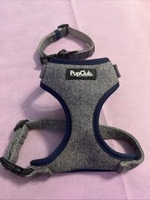 Pupclub • Blue Tweed Adjustable Harness & Matching Collar Set • Size Small
