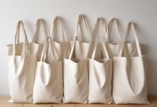 6 X PLAIN ECO COTTON SHOPPING SHOULDER TOTE BAGS - Craft Bag
